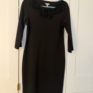 Talbots Black Long Sleeve Dress with Floral Accents